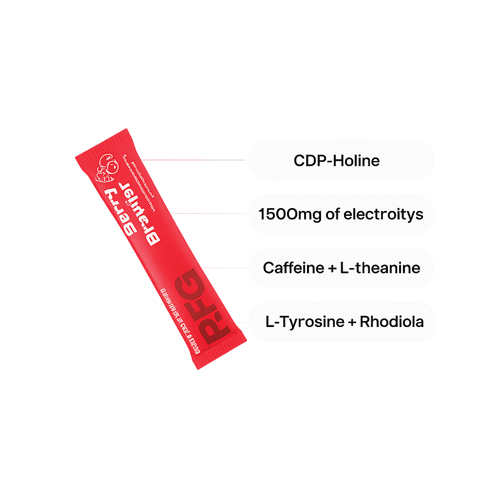 RFG stick satchet laying horizontally with key features coming from the right side.