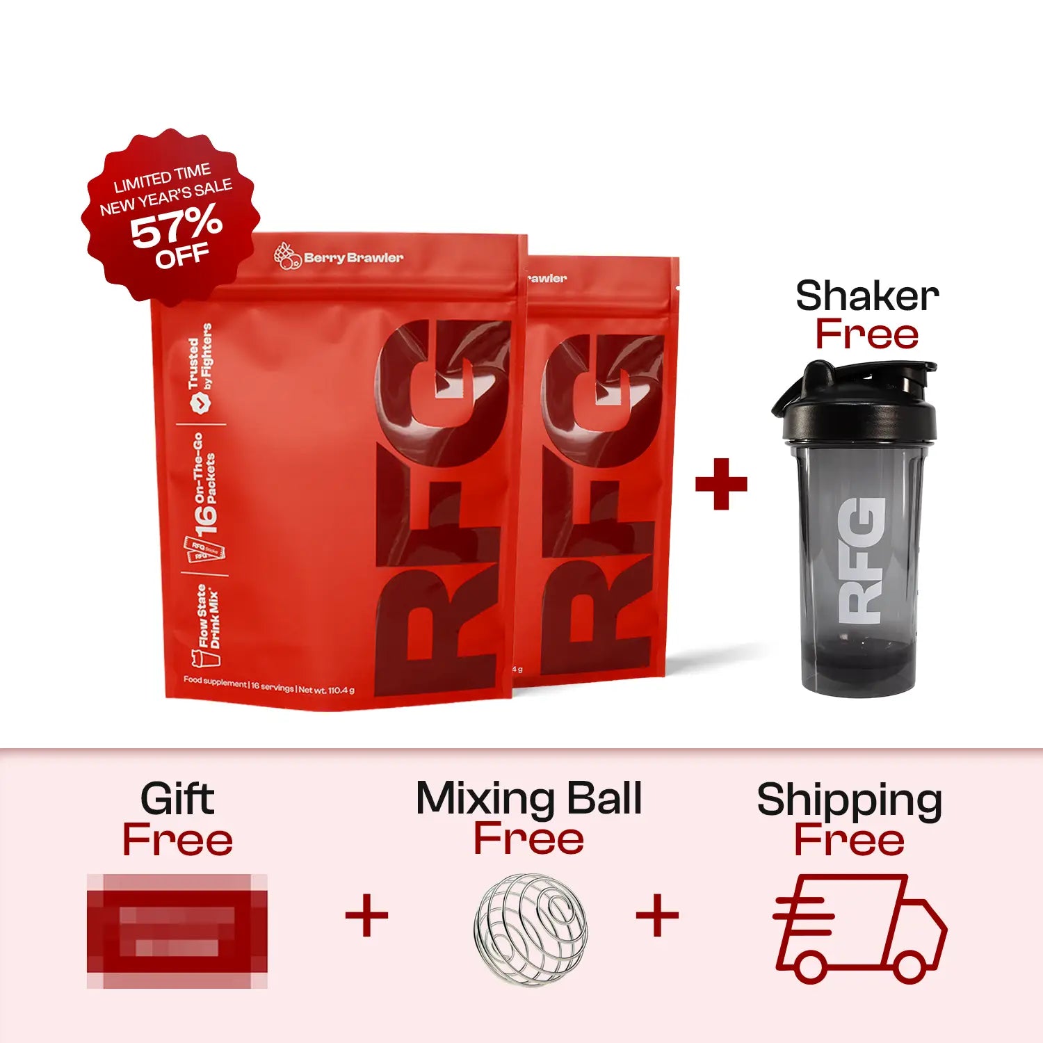 RFG Flow State Sticks pouch with free shaker for hydration focus and energy