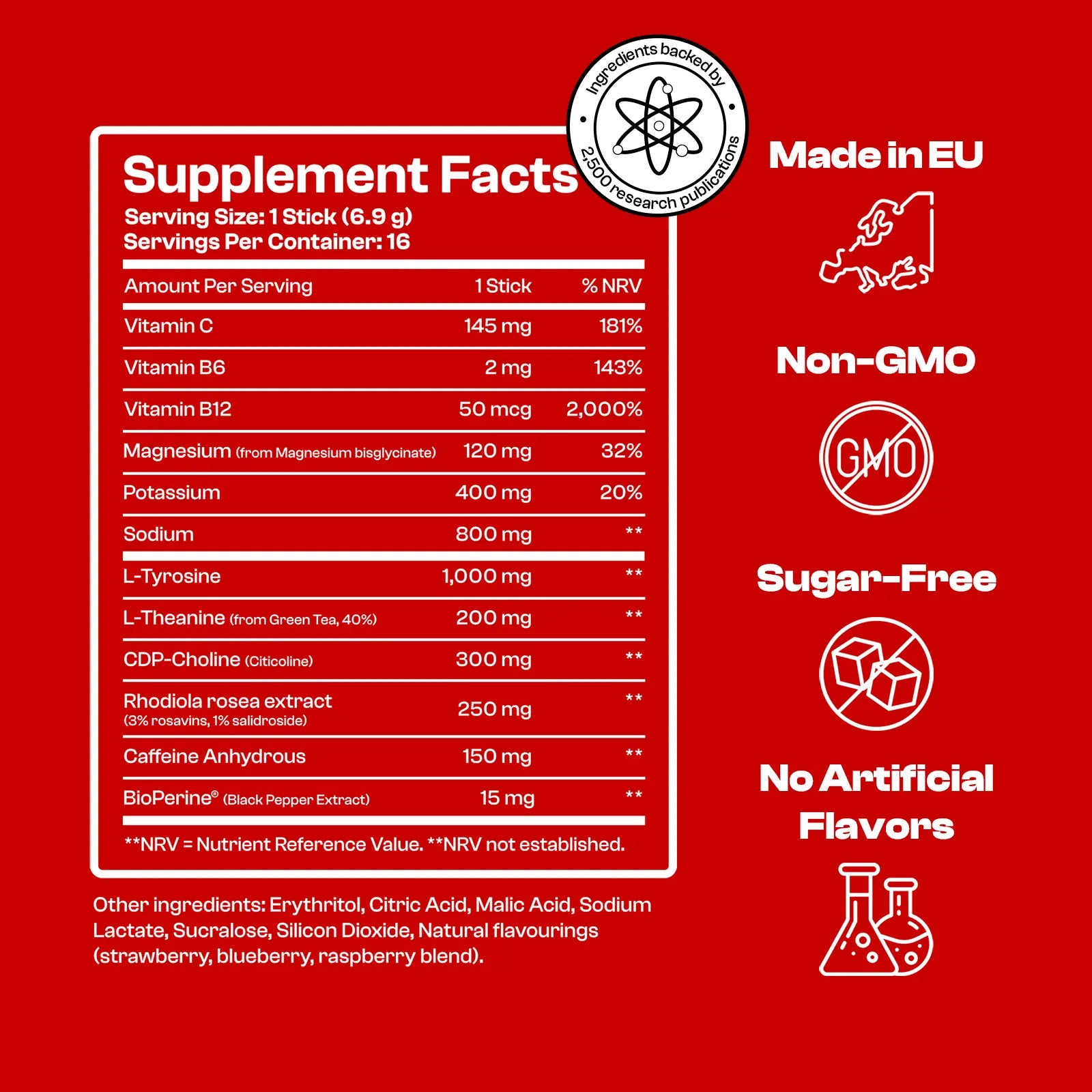 RFG Flow State Sticks supplement facts electrolytes nootropics caffeine magnesium sodium potassium