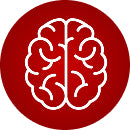 red background with a brain icon inside that describes congnitive focus.